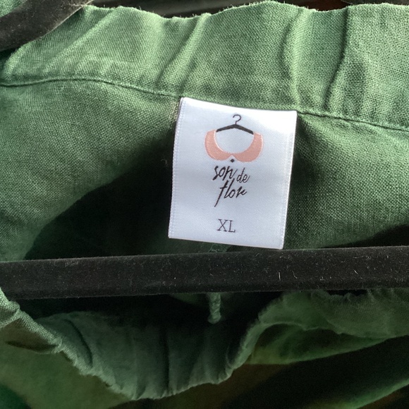 SON DE FLOR CLASSIC EVERGREEN LINEN SKIRT - XL - Picture 5 of 5